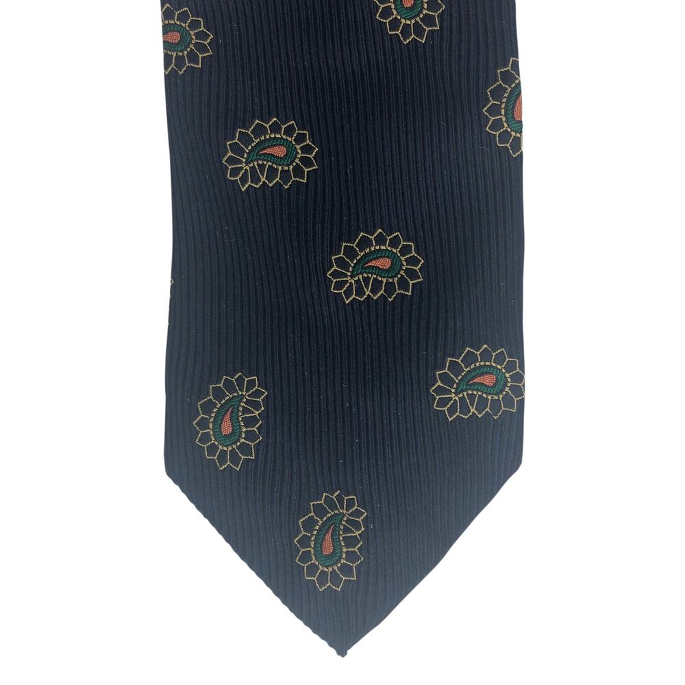 Navy Ribbed Paisley Tie - Picture 4 of 5
